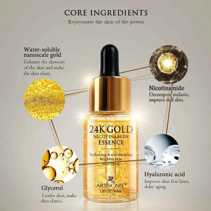 24K Gold Serum Set 3Pcs Esencia Facial y Contorno