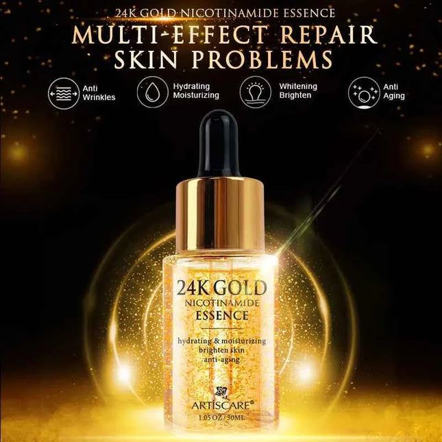 24K Gold Serum Set 3Pcs Esencia Facial y Contorno