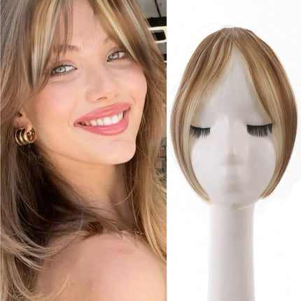 Synthesis Wig Middle-Part Bangs Hair Extensions Clip in Forehead Natural Seamless French Oblique Bangs Eight-Character Bangs