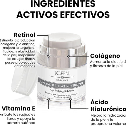 Crema Hidratante Facial Mujer Y Hombres Con Retinol, Ácido Hialurónico Y Vitamina E– Crema Antiarrugas Mujer Para Reducir Arrugas, Líneas Finas Y Manchas Oscuras – Antiedad Facial Crema De Noche -50Ml