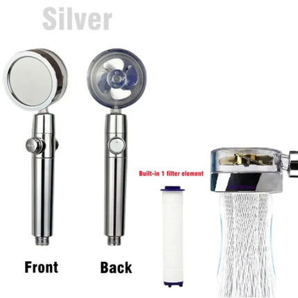 360 Degrees Rotation Turbo Fan Shower Head High Pressure Water Saving Spray Adjustable Showerhead Filters Bathroom Accessories