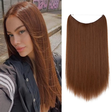 Synthetic No Clip Hair Extension Ombre Natural Fake False Long Straight Hairpiece Blonde Hair for Women