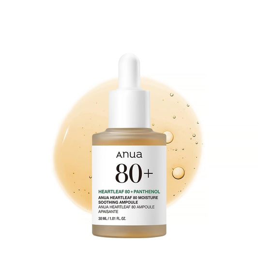 Heartleaf 80 Soothing Ampoule, Hydrating Facial Serum for Glass Skin, Hyaluronic Acid, Panthenol, Lightweight, Non-Greasy Formula, Korean Skincare, 1.01 Fl.Oz