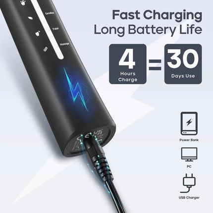 SEAGO SG 958 Electric Toothbrush con 10 Cabezales