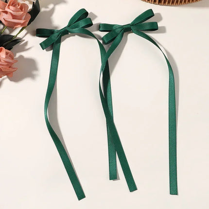 2Pcs New Cute Ribbon Bow Headband Long Tassel Hair Clip Women'S Hair Accessories Girls Party Headwear Side Clips Wholesale
