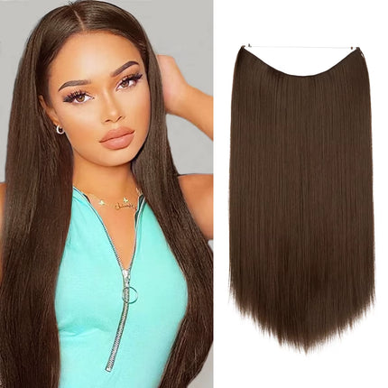 Synthetic No Clip Hair Extension Ombre Natural Fake False Long Straight Hairpiece Blonde Hair for Women