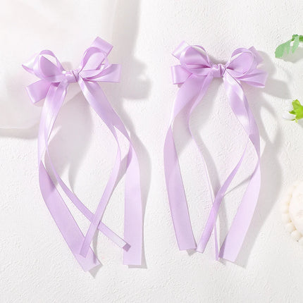 2Pcs New Cute Ribbon Bow Headband Long Tassel Hair Clip Women'S Hair Accessories Girls Party Headwear Side Clips Wholesale