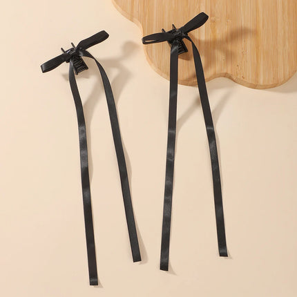2Pcs New Cute Ribbon Bow Headband Long Tassel Hair Clip Women'S Hair Accessories Girls Party Headwear Side Clips Wholesale