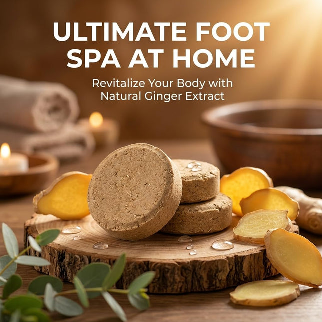 20Pcs Ginger Foot Soak Effervescent Tablets, Mugwort Herbal Detox Feet Soak for Foot Care Spa Relaxation for Muscles Remove Dampness Toxins Improve Sleeping