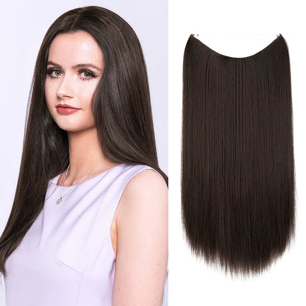 Synthetic No Clip Hair Extension Ombre Natural Fake False Long Straight Hairpiece Blonde Hair for Women