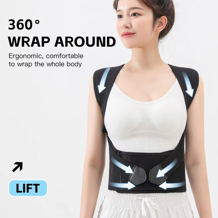 Black Posture Corrector Brace for Women Breathable Elastic Back Posture Correction Belt Adjustable Shoulder for Students