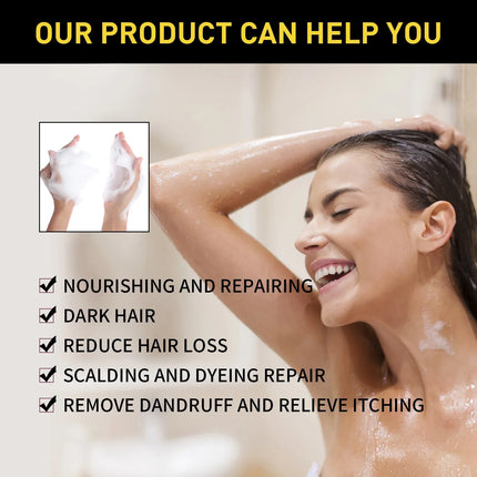 Black Hair Dye Shampoo 3 in 1 Growth Clean Hair Darkening Deep Nourishing Black Hair Dye Shampoo Natural Organic Herbal