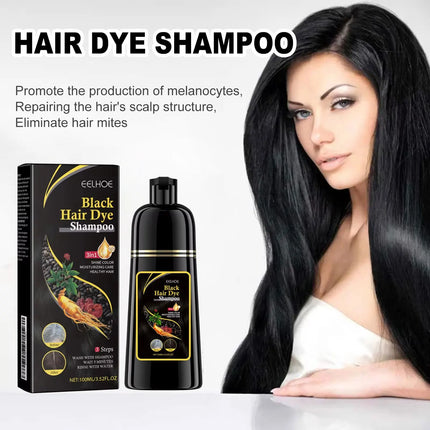 Black Hair Dye Shampoo 3 in 1 Growth Clean Hair Darkening Deep Nourishing Black Hair Dye Shampoo Natural Organic Herbal