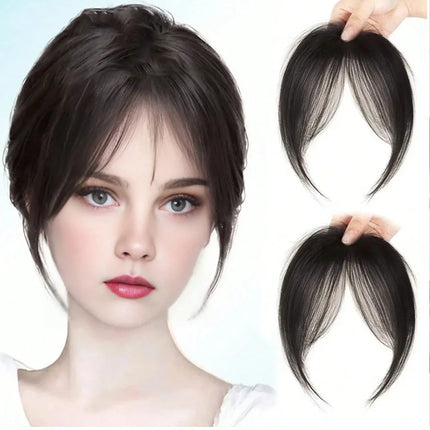 Synthesis Wig Middle-Part Bangs Hair Extensions Clip in Forehead Natural Seamless French Oblique Bangs Eight-Character Bangs