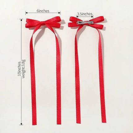 2Pcs New Cute Ribbon Bow Headband Long Tassel Hair Clip Women'S Hair Accessories Girls Party Headwear Side Clips Wholesale