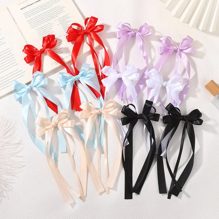 2Pcs New Cute Ribbon Bow Headband Long Tassel Hair Clip Women'S Hair Accessories Girls Party Headwear Side Clips Wholesale