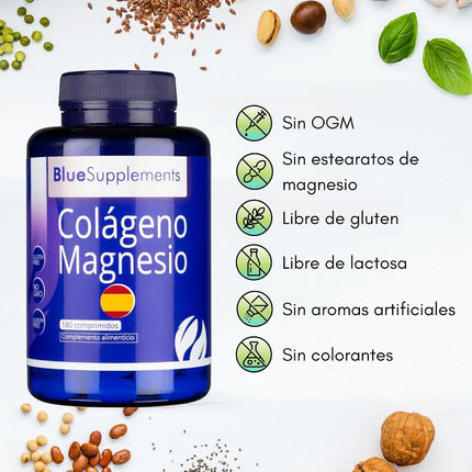 Colágeno Hidrolizado Con Magnesio - 180 Pastillas, 30 Días De Tratamiento - Suplemento Para Mejorar El Estado De Articulaciones Y Huesos, Mejora El Estado De Piel, Uñas Y Pelo