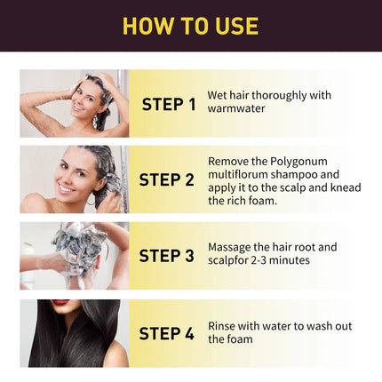 Black Hair Dye Shampoo 3 in 1 Growth Clean Hair Darkening Deep Nourishing Black Hair Dye Shampoo Natural Organic Herbal