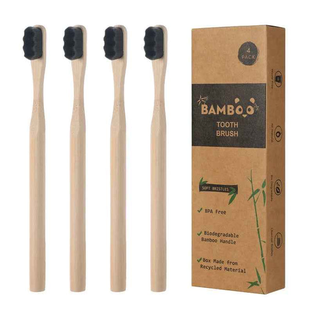 Bamboo Toothbrush Set 4Pcs Cerdas Extra Suaves