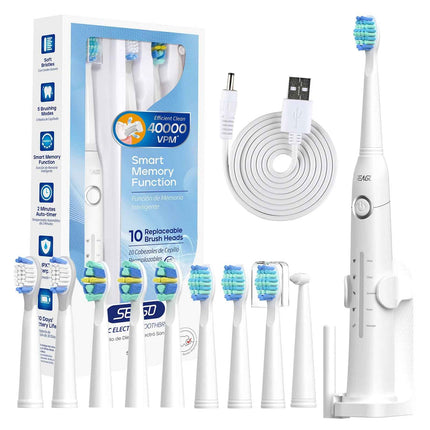 SEAGO SG 958 Electric Toothbrush con 10 Cabezales