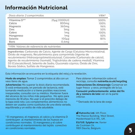 Nutravita Calcio Magnesio Zinc Y Vitamina D - 365 Tabletas Vegetarianas