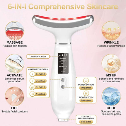 Masajeador Facial LED Antiarrugas — Vibración, Calor y Frío