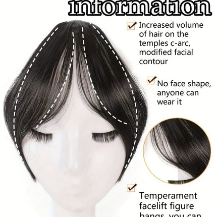 Synthesis Wig Middle-Part Bangs Hair Extensions Clip in Forehead Natural Seamless French Oblique Bangs Eight-Character Bangs