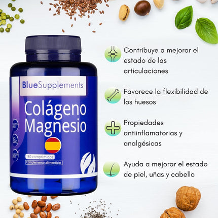 Colágeno Hidrolizado Con Magnesio - 180 Pastillas, 30 Días De Tratamiento - Suplemento Para Mejorar El Estado De Articulaciones Y Huesos, Mejora El Estado De Piel, Uñas Y Pelo
