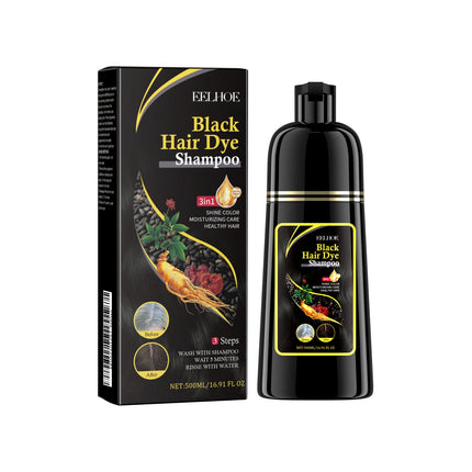 Black Hair Dye Shampoo 3 in 1 Growth Clean Hair Darkening Deep Nourishing Black Hair Dye Shampoo Natural Organic Herbal