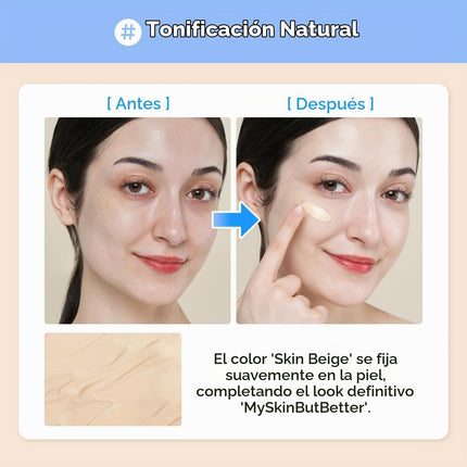 Numbuzin No.3 Porcelain Base-Skip Tone up Beige 1.69Fl Oz/ 50Ml | 3 En 1, Crema Hidratante Con Color, Protector Solar, Polvo, Unifica El Tono De La Piel, Crema Tonificante, Natural
